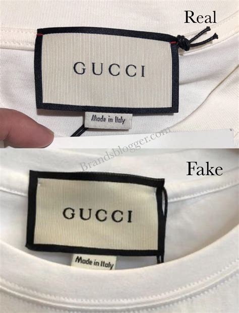 white gucci shirt fake looks real small mens|how to check gucci t shirt.